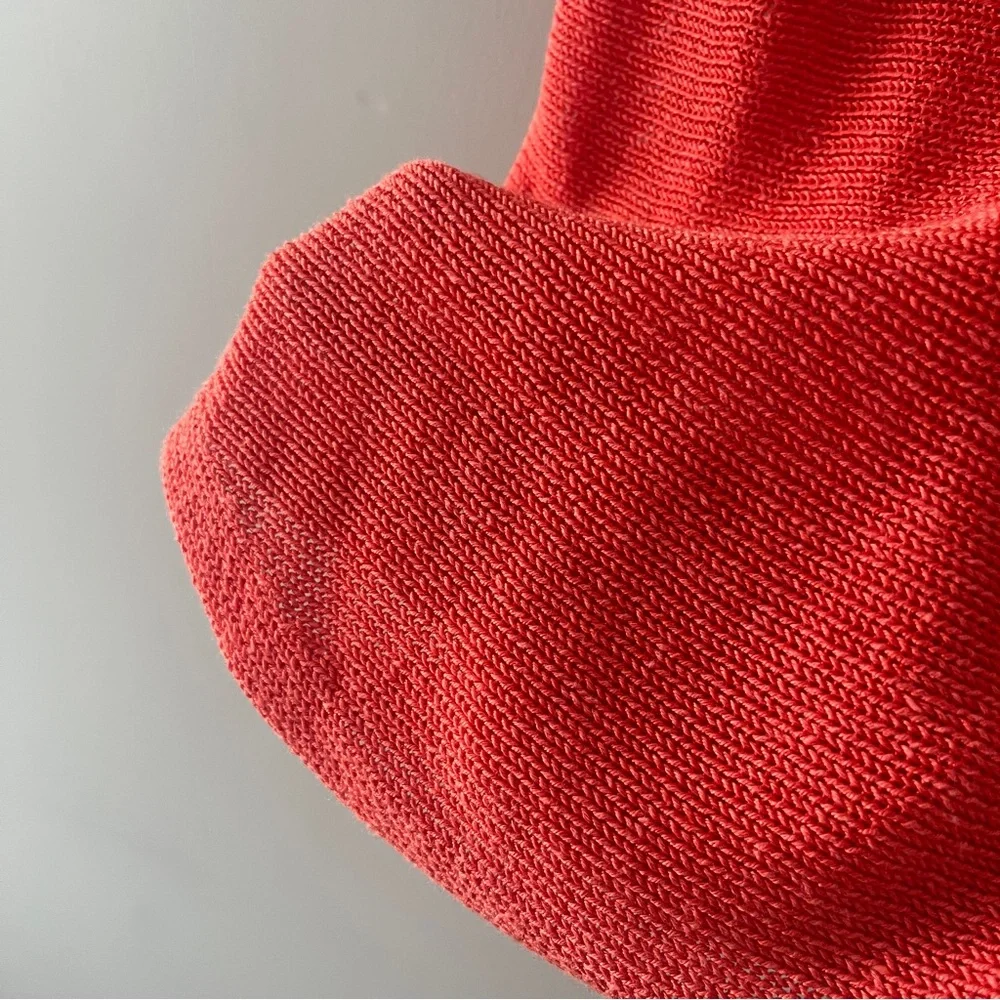 Chico's Orange Knit Top Round Neck Pullover Lightweight Colorful Linen Blend